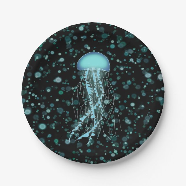 Glowing Jellyfish Paper Plates (Front)