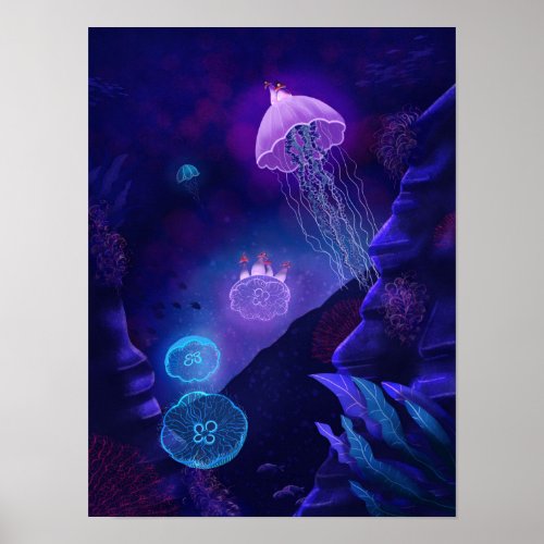 Glowing Jellyfish Poster