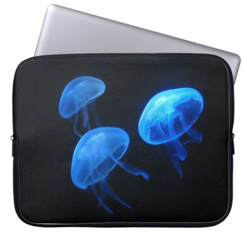 Glowing jellyfish underwater pic laptop sleeve