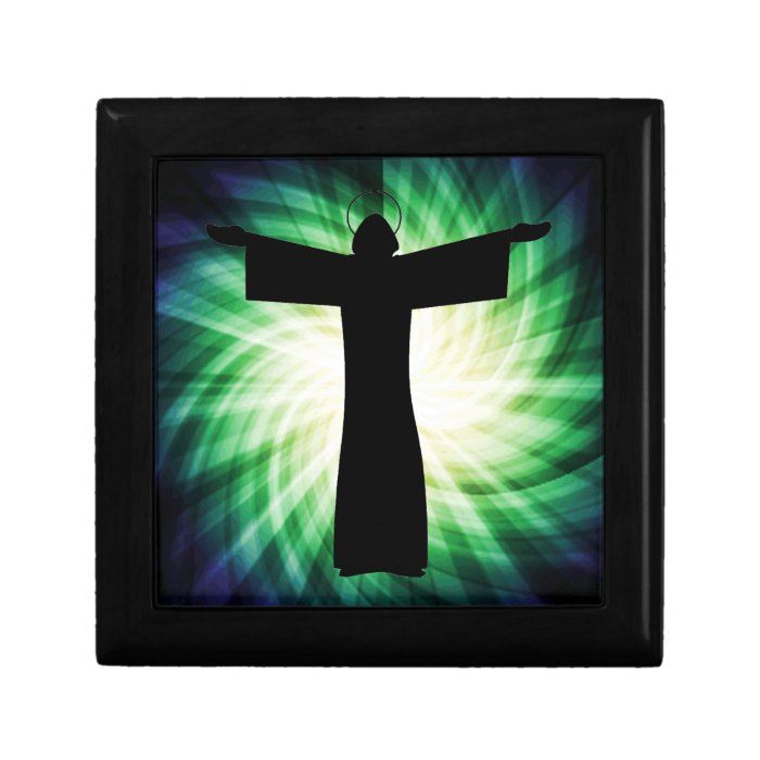 Glowing Jesus Christ Silhouette Trinket Box