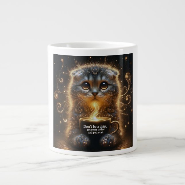 Glowing Kitty Coffee Cure Giant Coffee Mug (Front)
