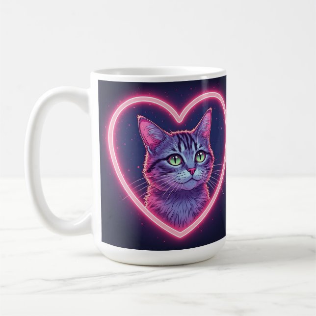 Glowing Kitty Love Art | Romantic Pet Lover Gift Coffee Mug (Left)