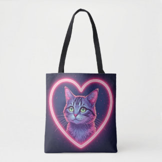 Glowing Kitty Love Art | Romantic Pet Lover Gift Tote Bag