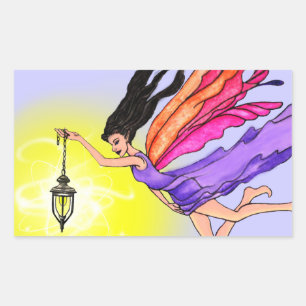 Glowing Lantern Fairy Rectangular Sticker