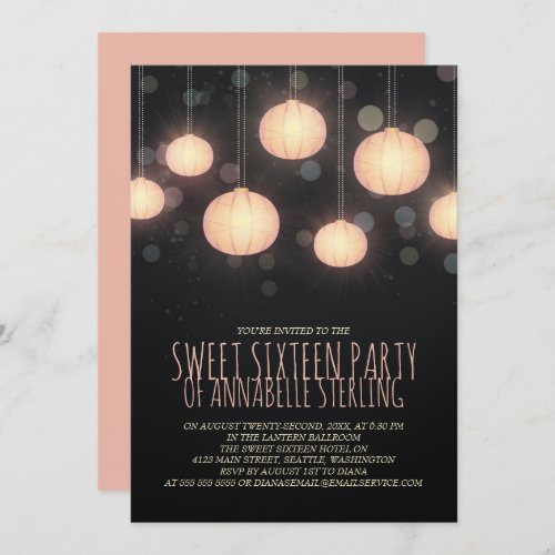 Glowing Lanterns Sweet Sixteen Party Invitation