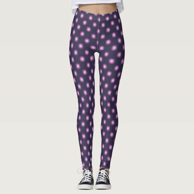 Glowing Lavender Polka Dot Leggings (Front)