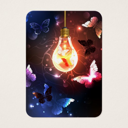Glowing Light Bulb with Night Butterflies (Front)