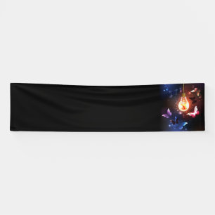 Glowing Light Bulb with Night Butterflies Banner