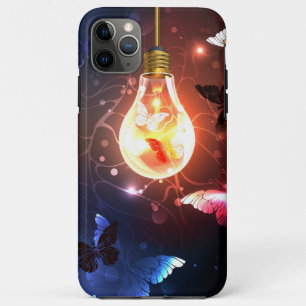 Glowing Light Bulb with Night Butterflies iPhone 11 Pro Max Case