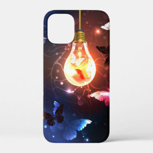Glowing Light Bulb with Night Butterflies iPhone 12 Mini Case