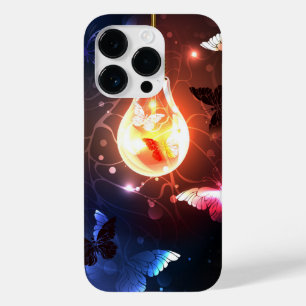 Glowing Light Bulb with Night Butterflies Case-Mate iPhone 14 Pro Case