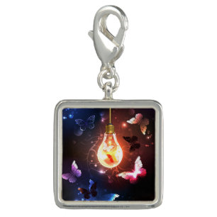 Glowing Light Bulb with Night Butterflies Charm