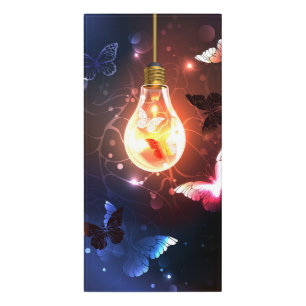 Glowing Light Bulb with Night Butterflies Door Sign