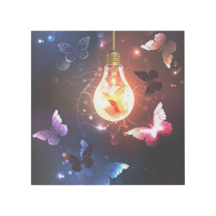Glowing Light Bulb with Night Butterflies Gallery Wrap