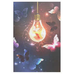 Glowing Light Bulb with Night Butterflies Gallery Wrap