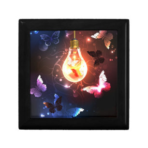 Glowing Light Bulb with Night Butterflies Gift Box