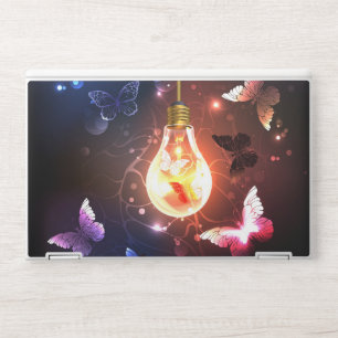 Glowing Light Bulb with Night Butterflies HP Laptop Skin