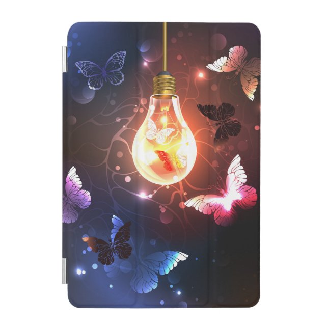 Glowing Light Bulb with Night Butterflies iPad Mini Cover (Front)