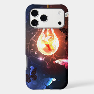 Glowing Light Bulb with Night Butterflies iPhone 17 Pro Max Case