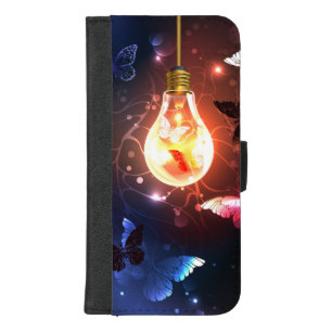 Glowing Light Bulb with Night Butterflies iPhone 8/7 Plus Wallet Case