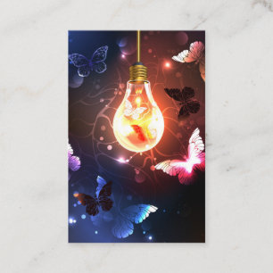 Glowing Light Bulb with Night Butterflies Loyalty Card