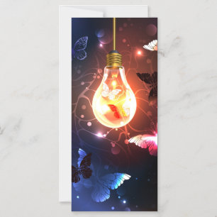 Glowing Light Bulb with Night Butterflies Magnetic Invitation