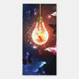 Glowing Light Bulb with Night Butterflies Magnetic Notepad