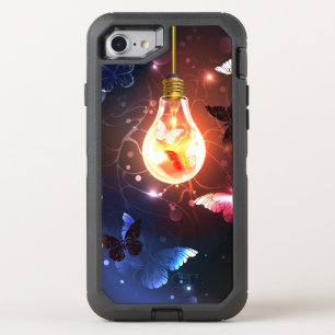 Glowing Light Bulb with Night Butterflies OtterBox Defender iPhone SE/8/7 Case
