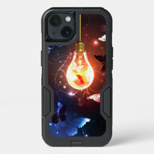 Glowing Light Bulb with Night Butterflies iPhone 13 Case