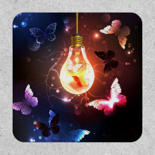 Glowing Light Bulb with Night Butterflies Patch