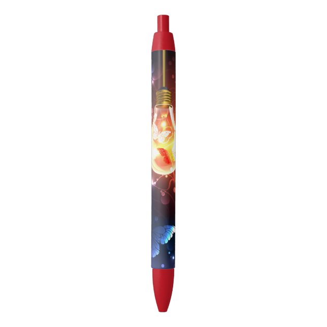 Glowing Light Bulb with Night Butterflies Pen (Front Vertical)