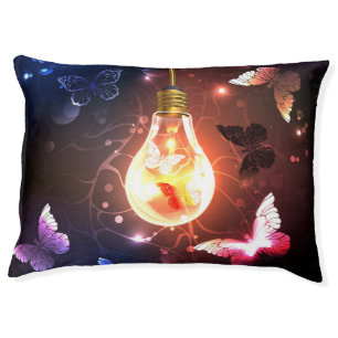 Glowing Light Bulb with Night Butterflies Pet Bed
