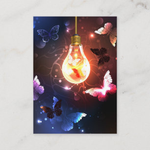 Glowing Light Bulb with Night Butterflies Referral Card