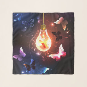 Glowing Light Bulb with Night Butterflies Scarf