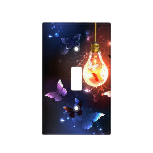 Glowing Light Bulb with Night Butterflies Switch Cover