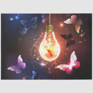 Glowing Light Bulb with Night Butterflies Tissue Paper