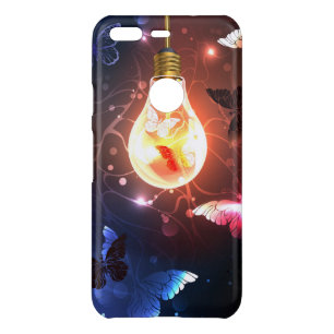 Glowing Light Bulb with Night Butterflies Uncommon Google Pixel Case