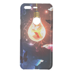 Glowing Light Bulb with Night Butterflies Uncommon Google Pixel Case