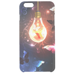 Glowing Light Bulb with Night Butterflies Clear iPhone 6 Plus Case