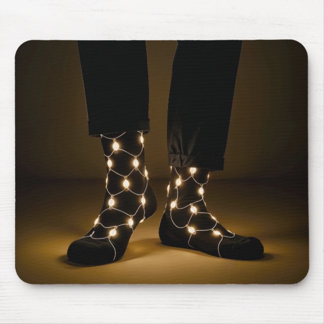 Glowing Light String In Black Socks Mouse Pad (Front)