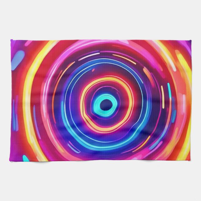 Glowing Light Vortex Kitchen Towel (Horizontal)