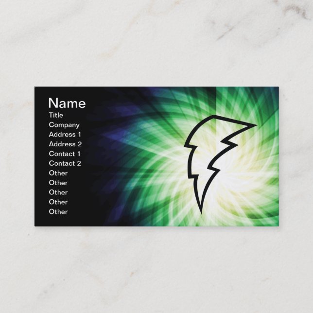 Glowing Lightning Bolt Business Card (Front)