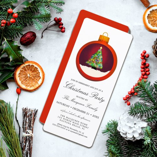 Glowing Lights Tree Ornament Christmas Party Invitation