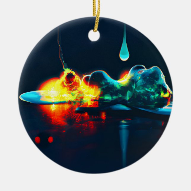 Glowing Liquid Drip Ceramic Ornament (Front)
