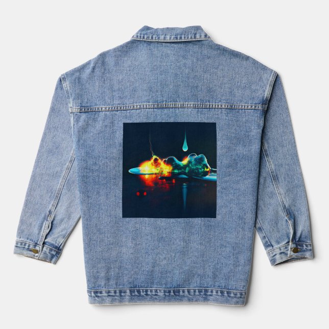 Glowing Liquid Drip Denim Jacket (Back)