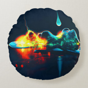 Glowing Liquid Drip Round Pillow