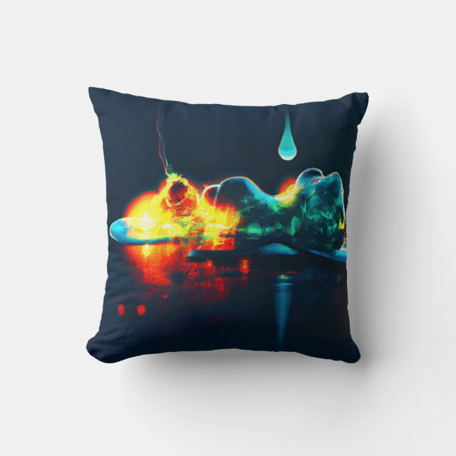 Glowing Liquid Drip Throw Pillow (Front)