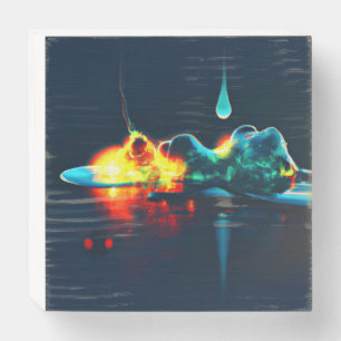 Glowing Liquid Drip Wooden Box Sign