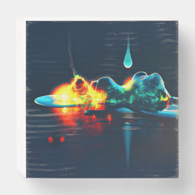 Glowing Liquid Drip Wooden Box Sign (Front Horizontal)