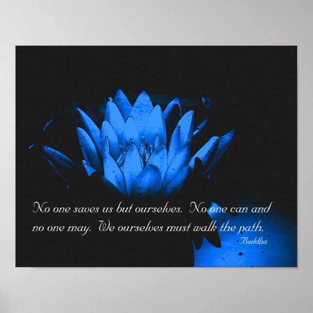Glowing Lotus Flower Buddha Inspirational Quote Poster (Front)